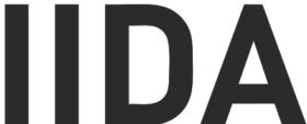 Large dark gray letters spelling IIDA on a black background